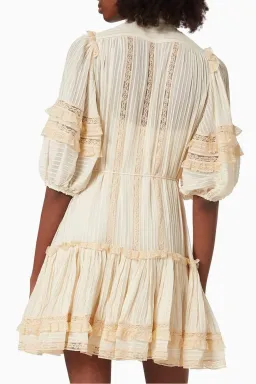 Zimmermann Concert Pintucked Mini Dress Cream Size 0/AU 8 for rent on The Volte - image 2