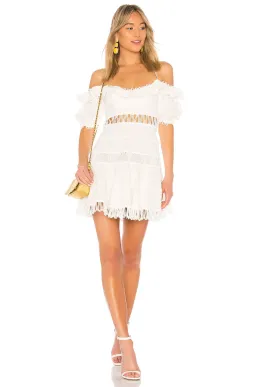 Zimmermann Melody Off Shoulder Mini Dress in Ivory Size 0 / AU 8 for rent on The Volte - image 4