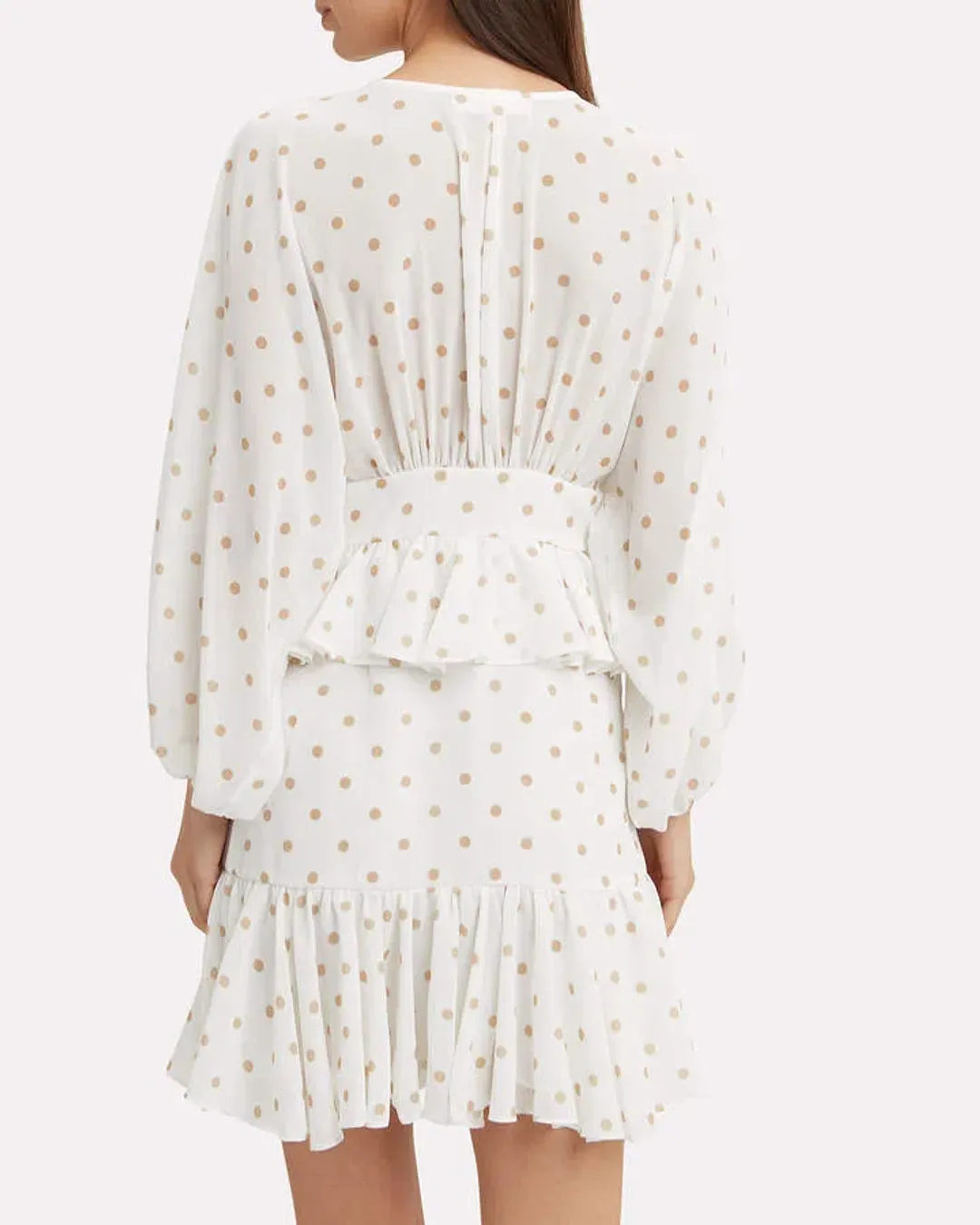 Shona Joy Polka Dot Ruffle Mini Dress White Size 10 for rent on The Volte - main image