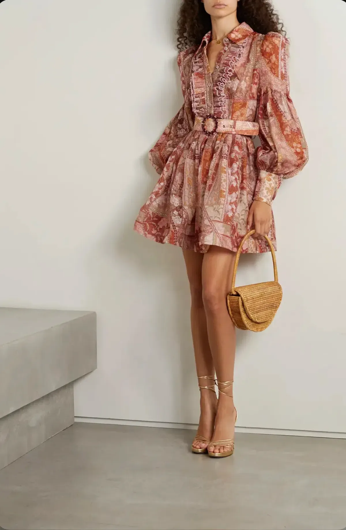 Zimmermann The Kaleidoscope Tuxedo Frill Mini in Red Swirl Floral Size 0P/Au 6 for rent on The Volte - main image