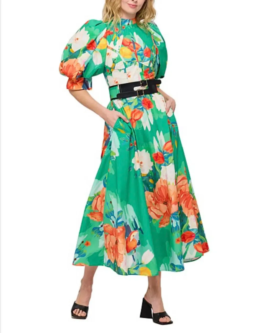 Leo & Lin Florescence Midi Dress Floral Print Size 10 for rent on The Volte - main image