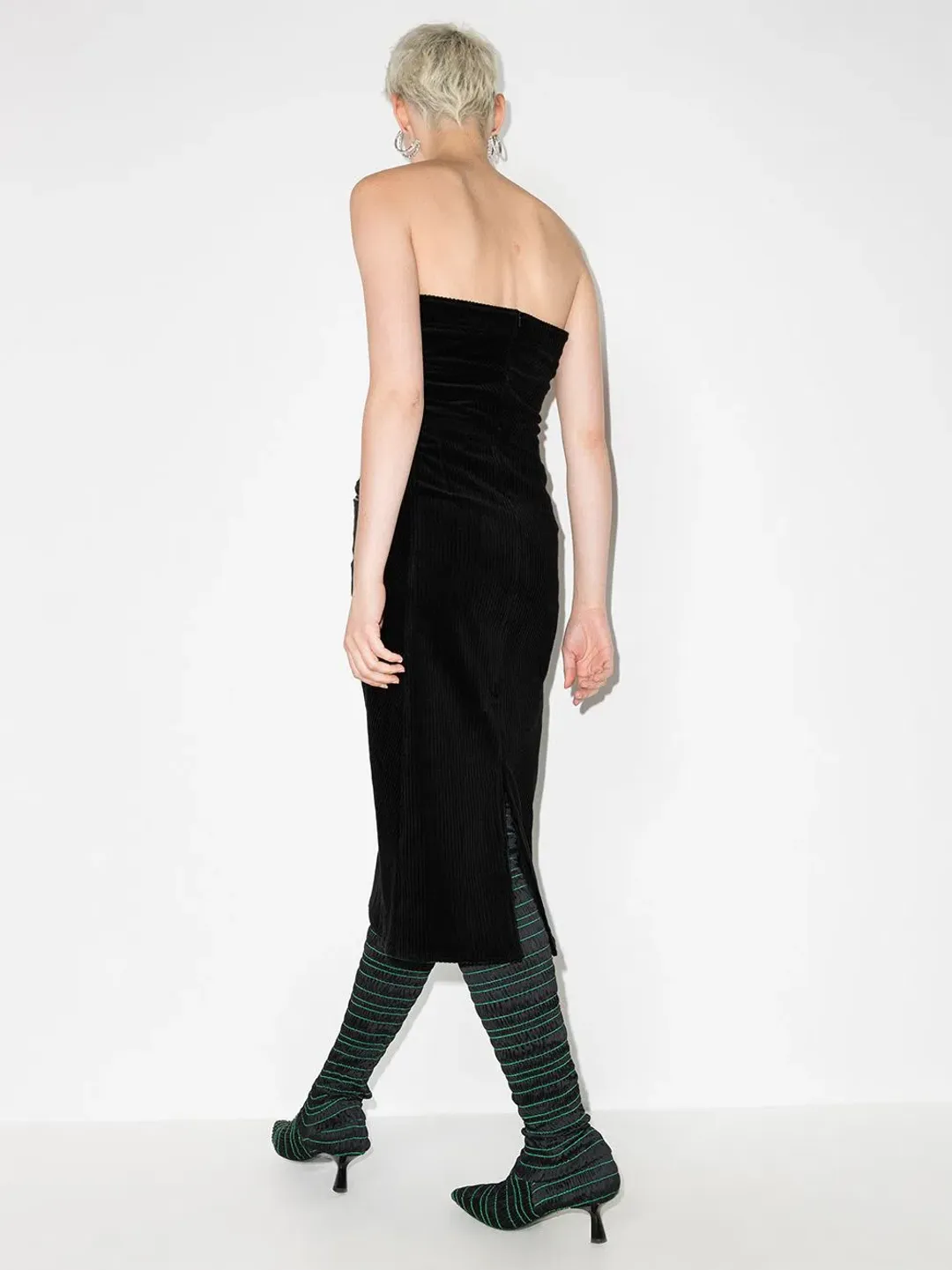 KNWLS Corduroy Shiv Midi Dress Black Size 12 for rent on The Volte - main image