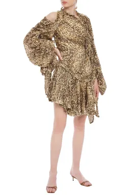Zimmermann Cutout Leopard-print Silk Crepe De Chine Mini Dress Animal Print Size 0P/Au 6  for rent on The Volte - image 1