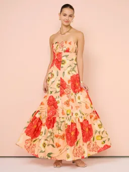 By Nicola Viva Strapless Maxi Dress In Raspberry Punch Floral - Size 8 for rent on The Volte - image 1