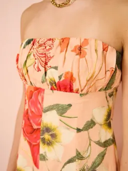 By Nicola Viva Strapless Maxi Dress In Raspberry Punch Floral - Size 8 for rent on The Volte - image 3