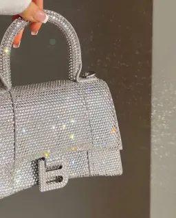 Balenciaga Crystal Embellished Hourglass Tote Bag Grey for rent on The Volte - image 3