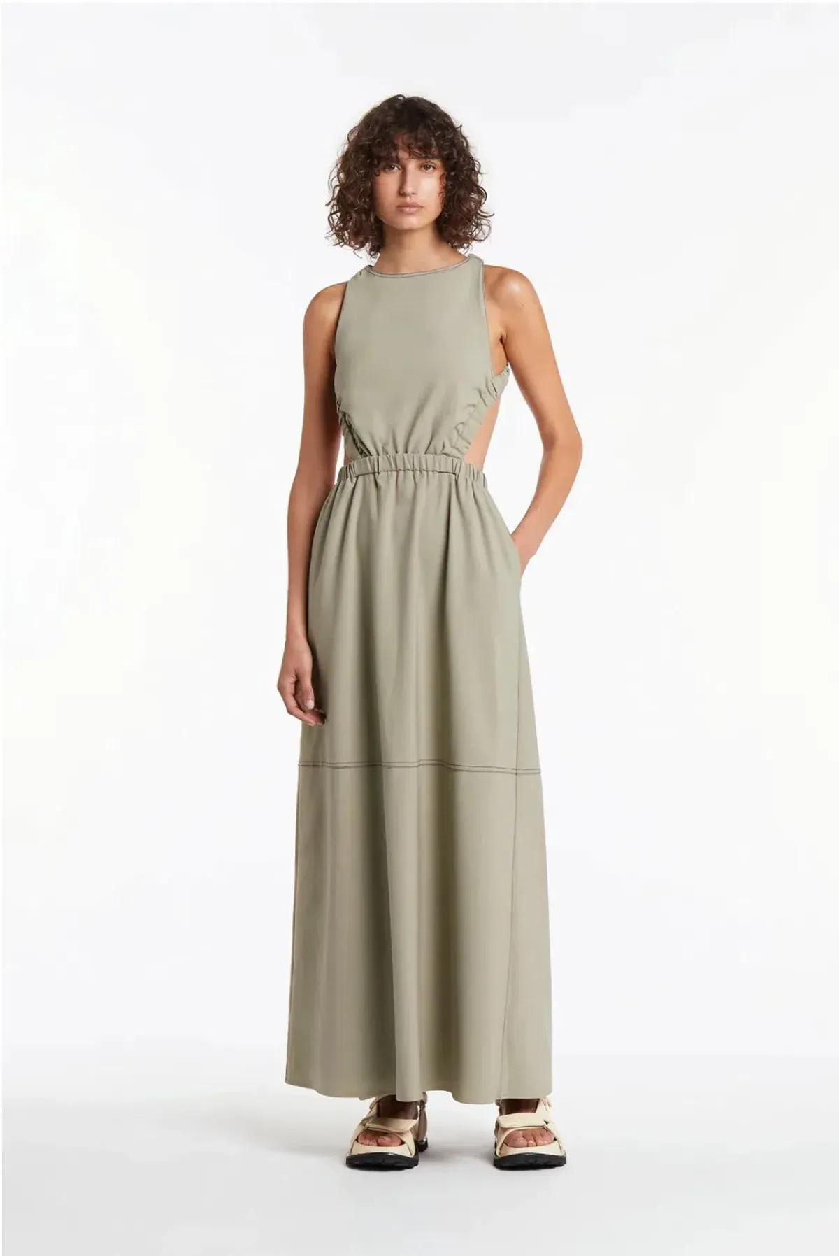 Sir the Label Adrien Cross Back Dress Sage Size 1 / Au 8 for rent on The Volte - main image