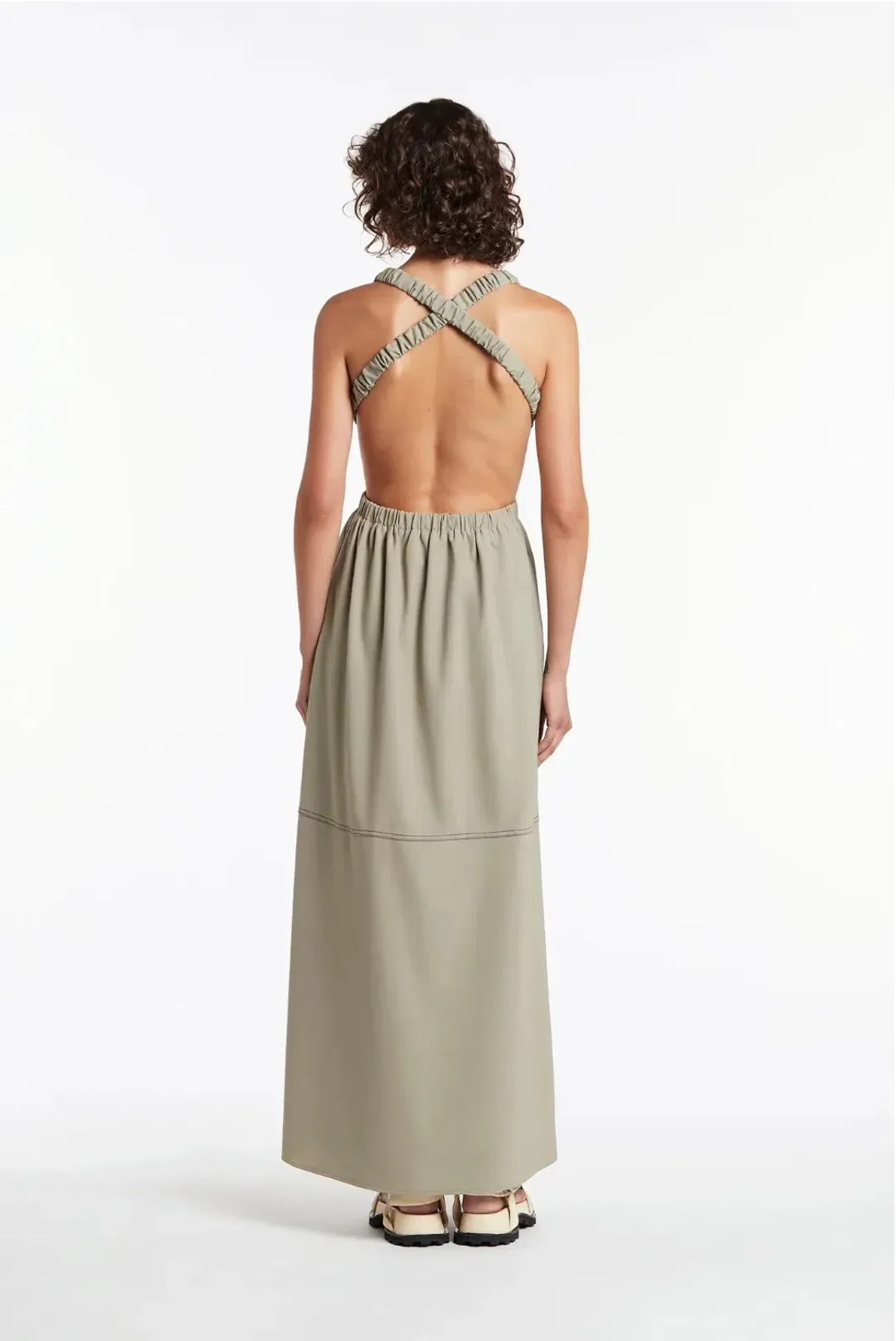 Sir the Label Adrien Cross Back Dress Sage Size 1 / Au 8 for rent on The Volte - main image