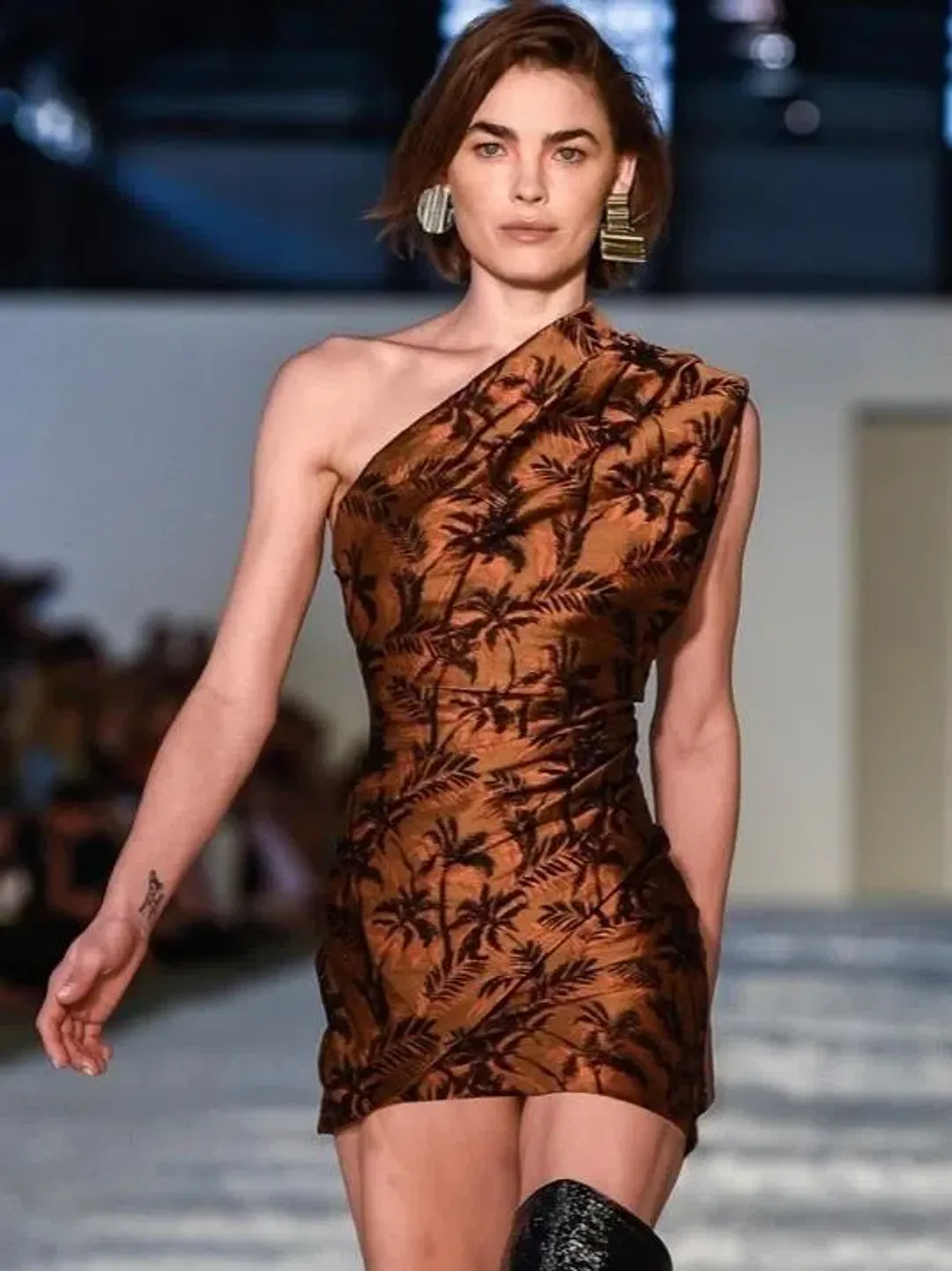 Bec & Bridge Far Out Asymmetrical Mini Dress Brown Size 8 for rent on The Volte - main image