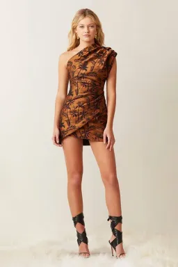 Bec & Bridge Far Out Asymmetrical Mini Dress Brown Size 8 for rent on The Volte - image 1