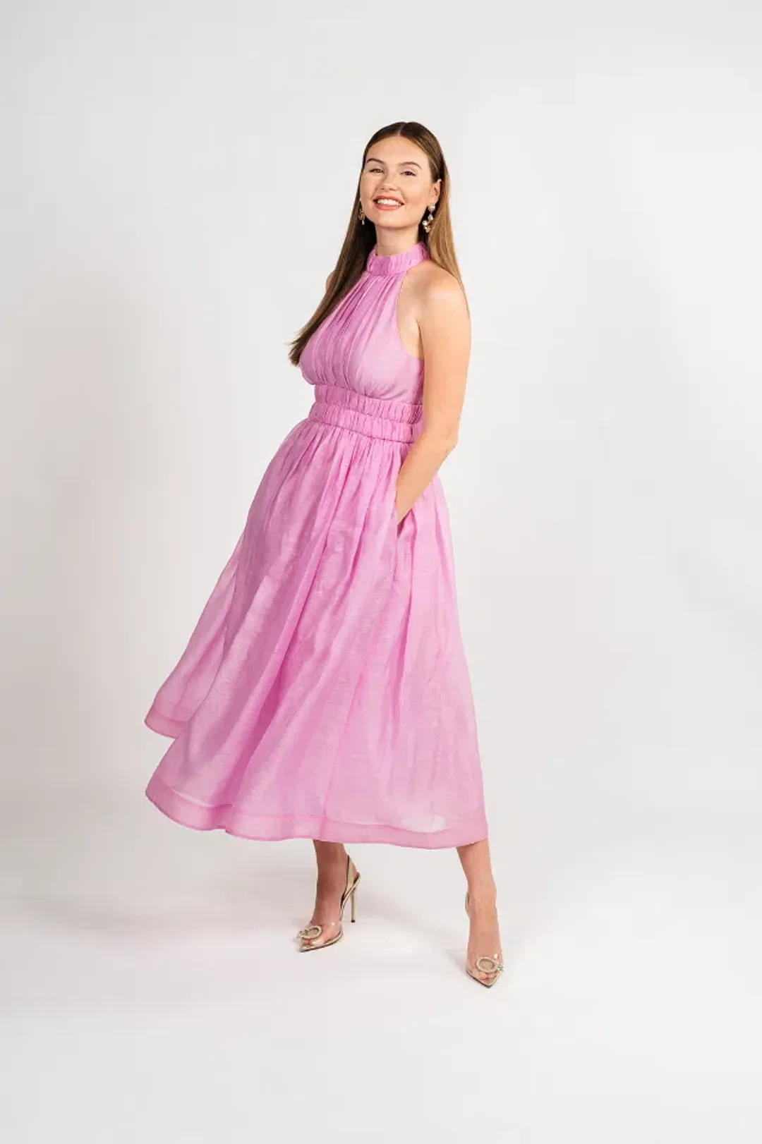 Zimmermann The Prima Halter Midi in Persimmon Size 16 for rent on The Volte - main image