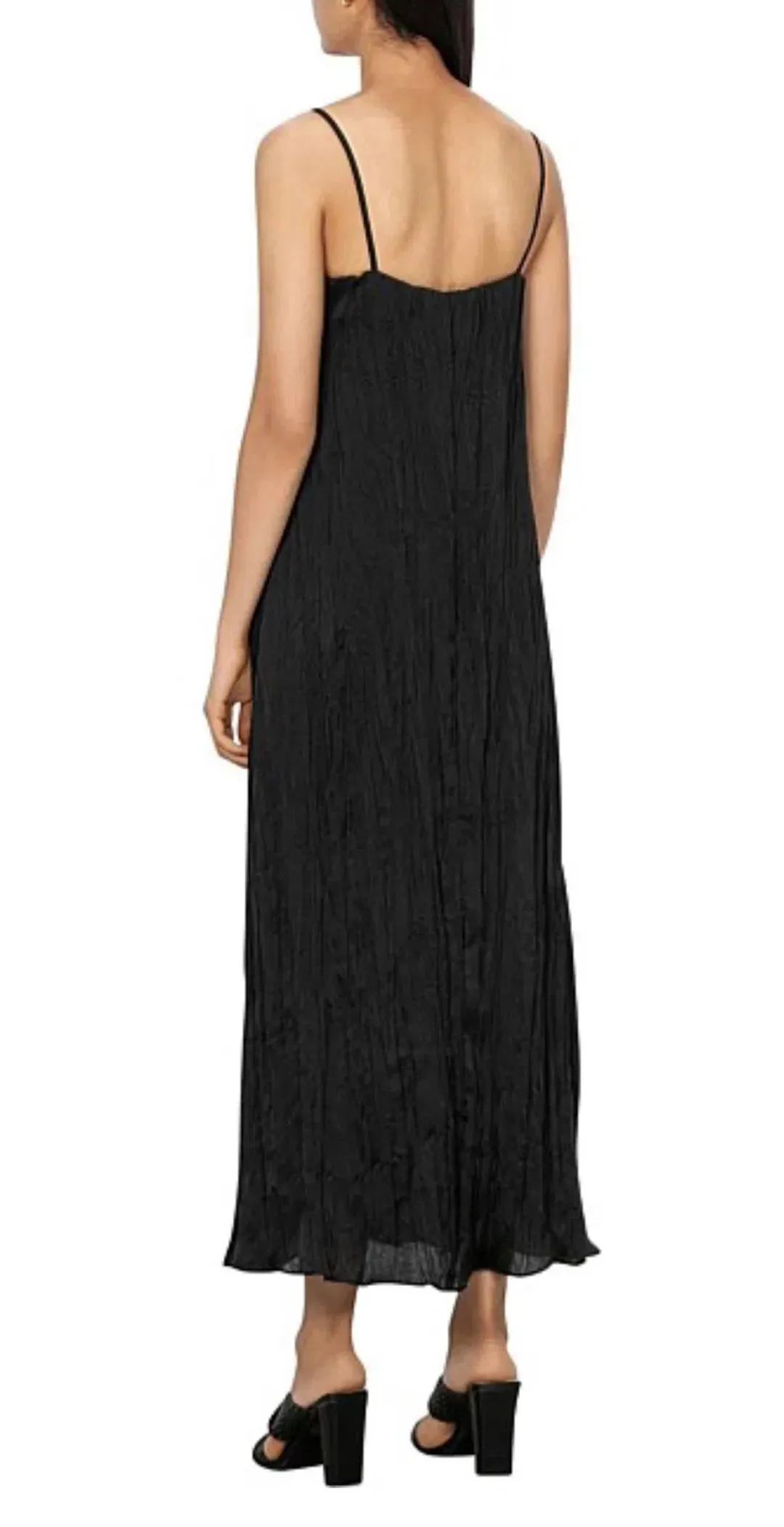 Veronika Maine Plisse Slip Dress Black Size 8 for rent on The Volte - main image