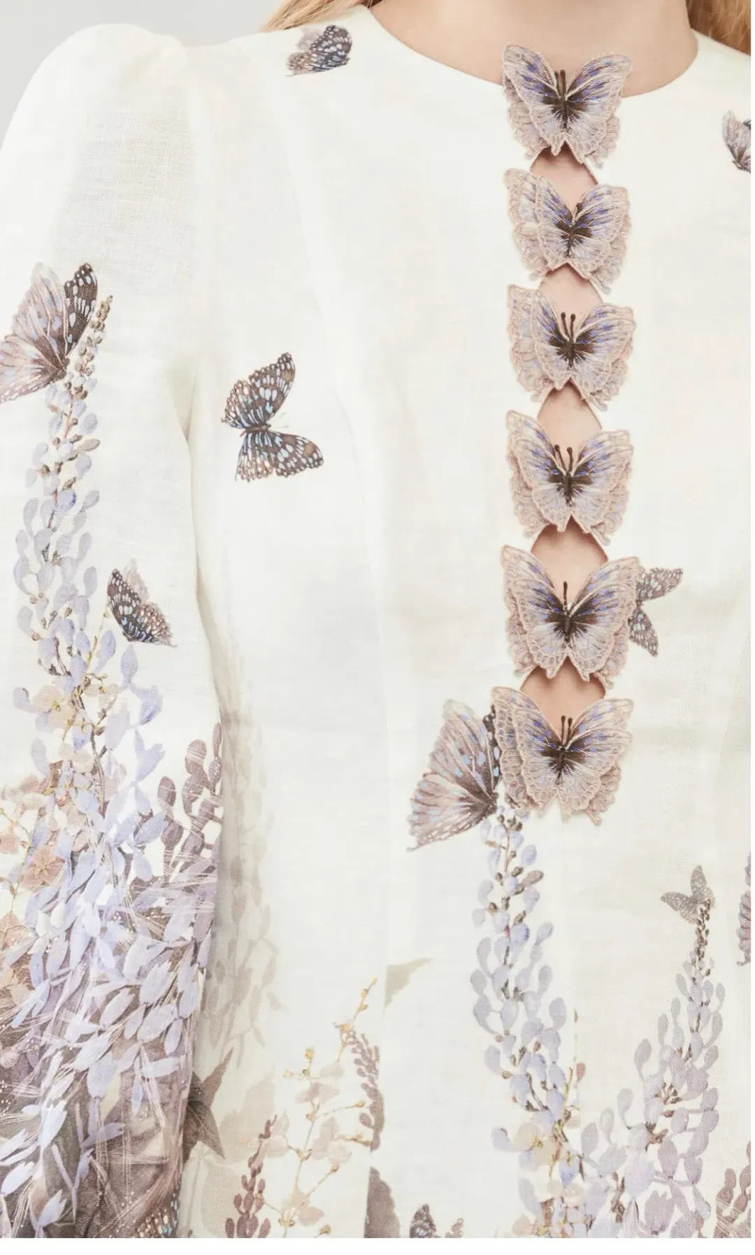 Zimmermann The Luminous Butterfly Mini Dress in Ivory Size 0/Au 8 for rent on The Volte - main image