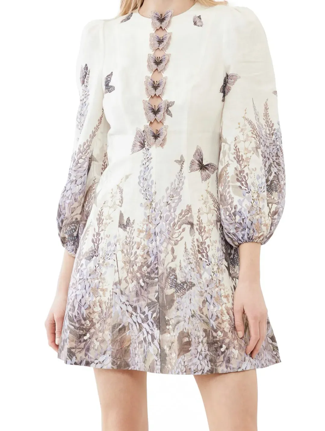 Zimmermann The Luminous Butterfly Mini Dress in Ivory Size 0/Au 8 for rent on The Volte - main image