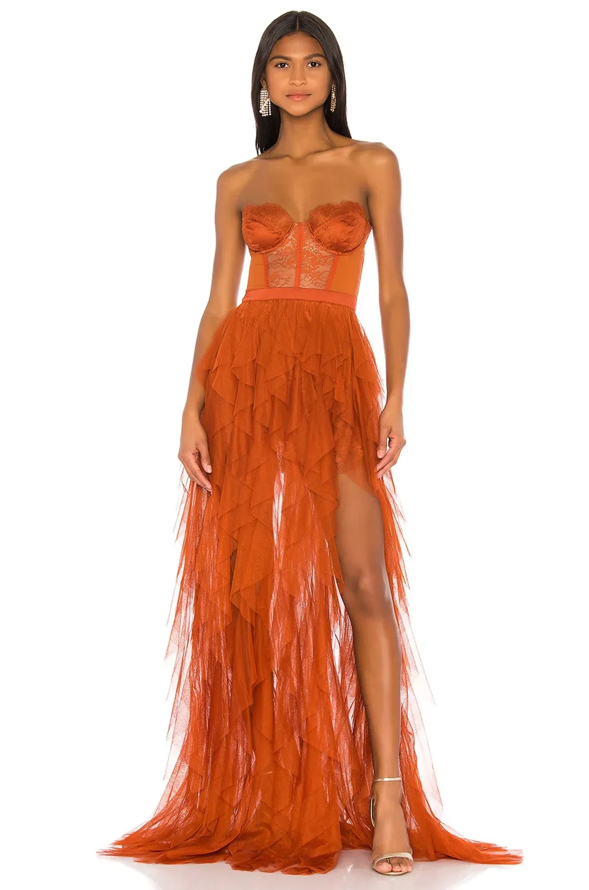 For Love and Lemons orange Bustier Orange Gown Size 8 for rent on The Volte - main image