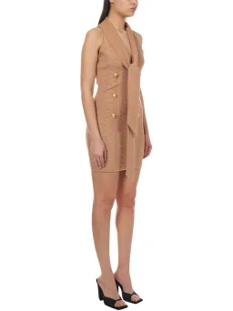 Balmain Monogram Sleeveless Dress Beige Size 6 for rent on The Volte - image 1