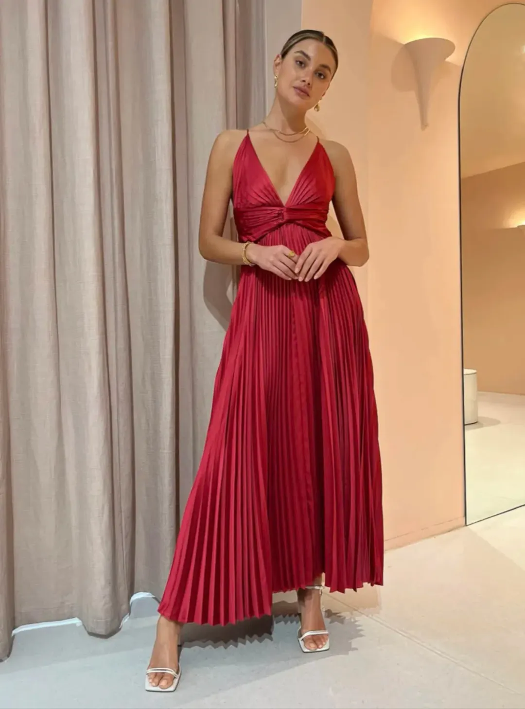 Issy Orla Dress in Berry Red Size 8 for rent on The Volte - main image