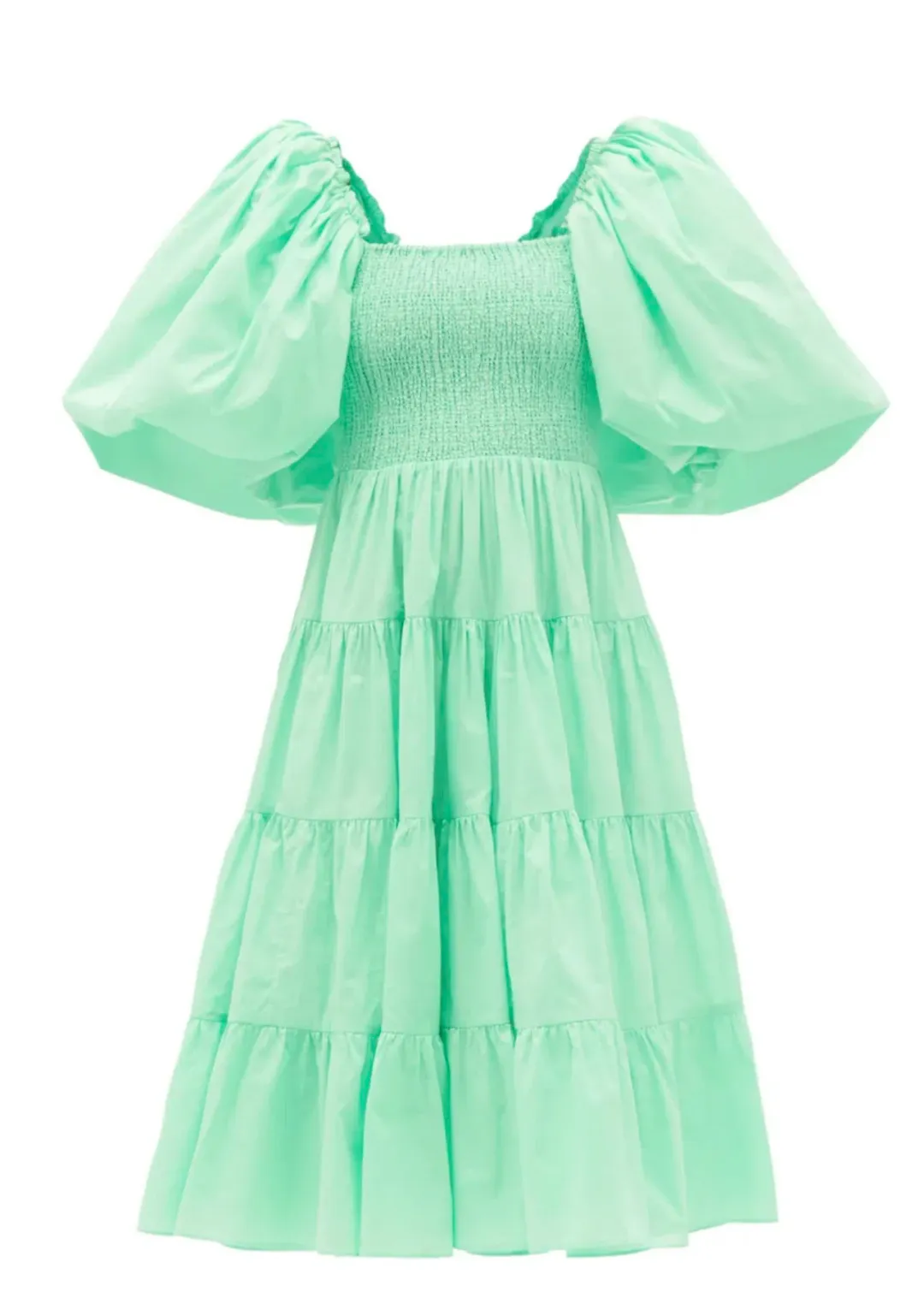 Aje Cherished Puff Sleeve Midi Dress Mint Green Size 8 for rent on The Volte - main image