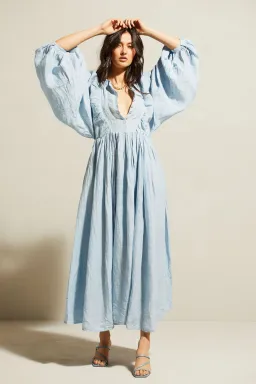 Kinga Csilla Mascali Linen Dress Blue Size 8 for rent on The Volte - image 2