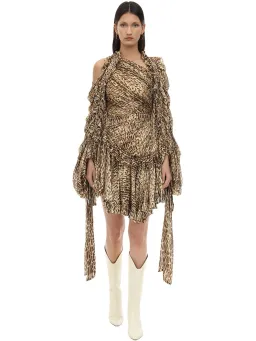 Zimmermann Espionage Drawn Mini Dress Animal Print Size 0 / Au 8 for rent on The Volte - image 2