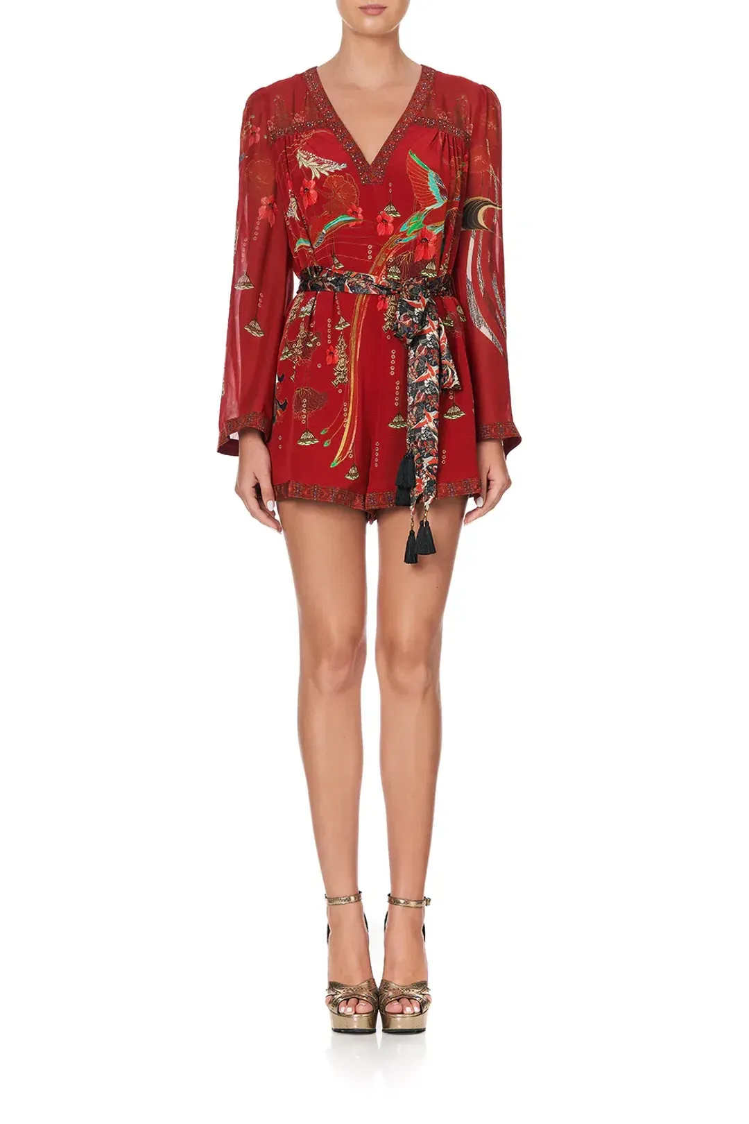 Camilla Panelled Playsuit with Belt Forbidden Fruit Size XS/AU 8 for rent on The Volte - main image