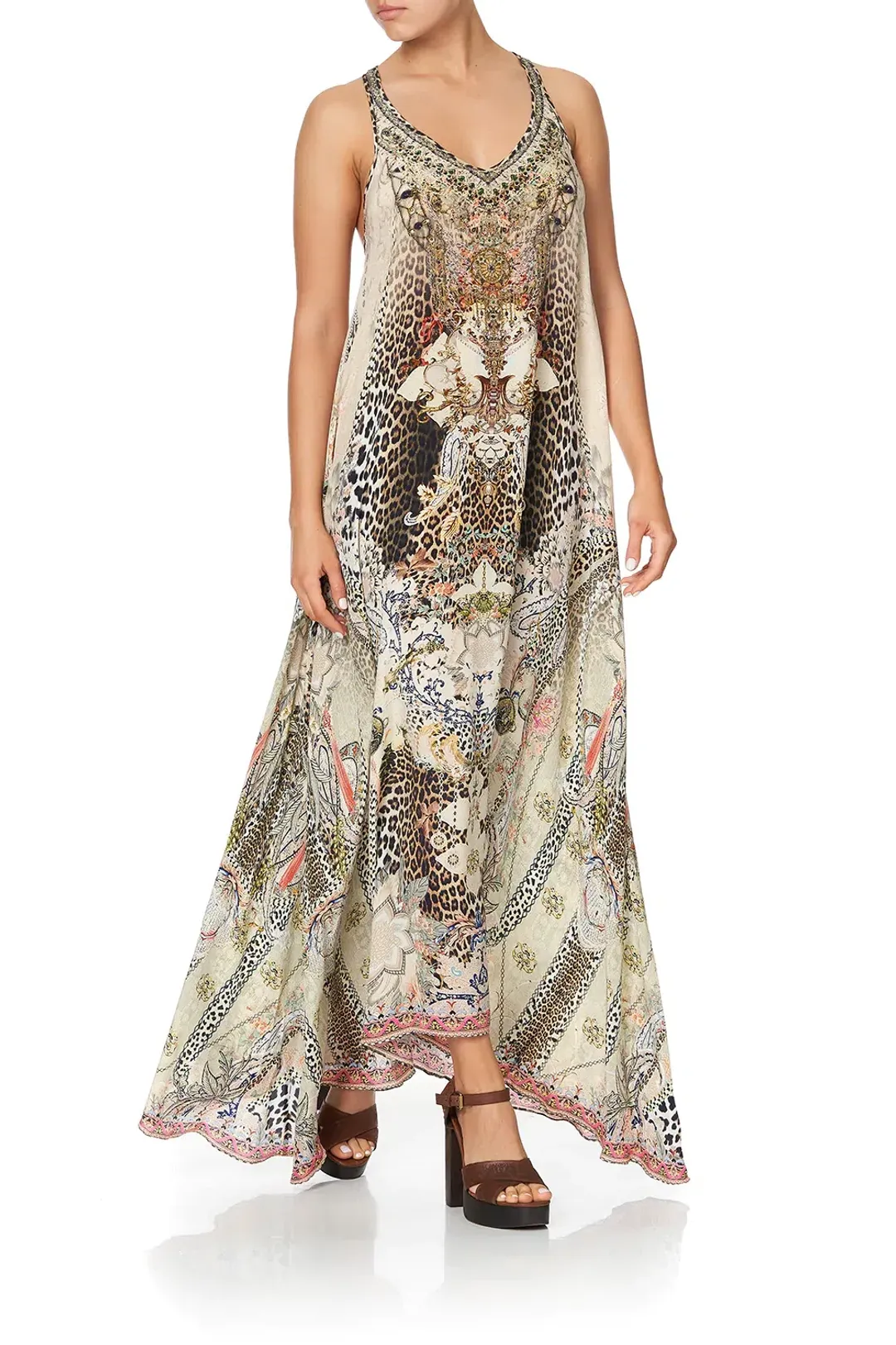 Camilla V Neck Racerback Dress Forever Forever Print Size XS/Au 8 for rent on The Volte - main image