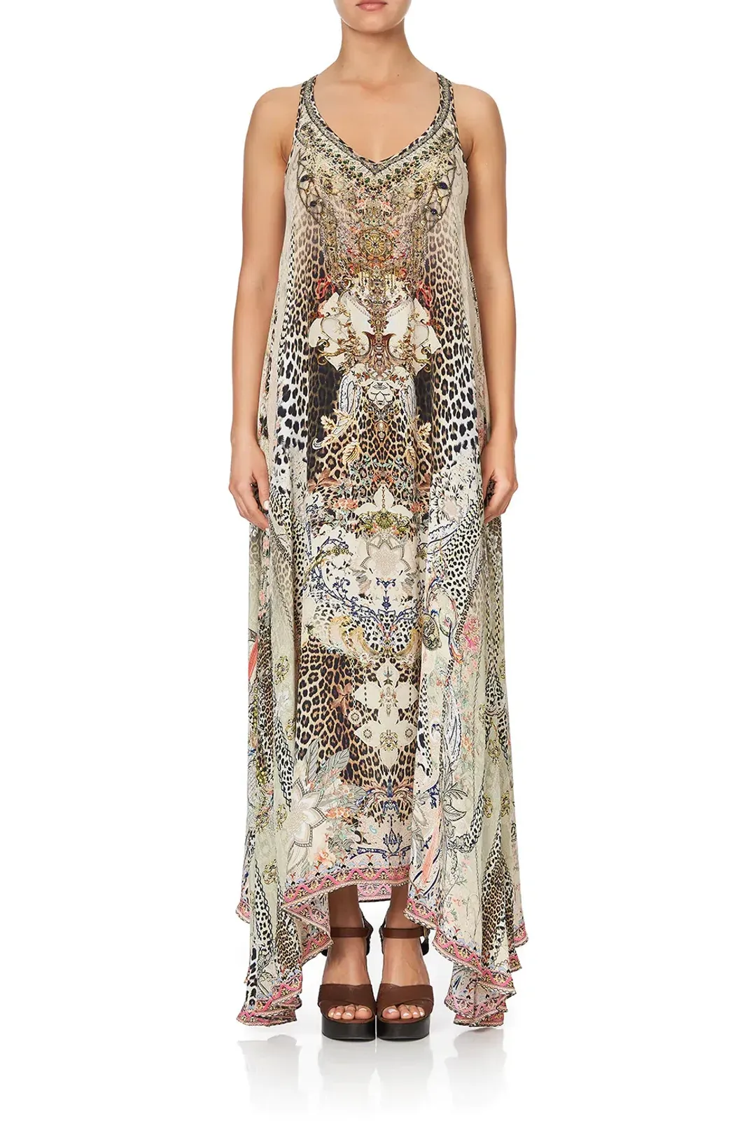 Camilla V Neck Racerback Dress Forever Forever Print Size XS/Au 8 for rent on The Volte - main image