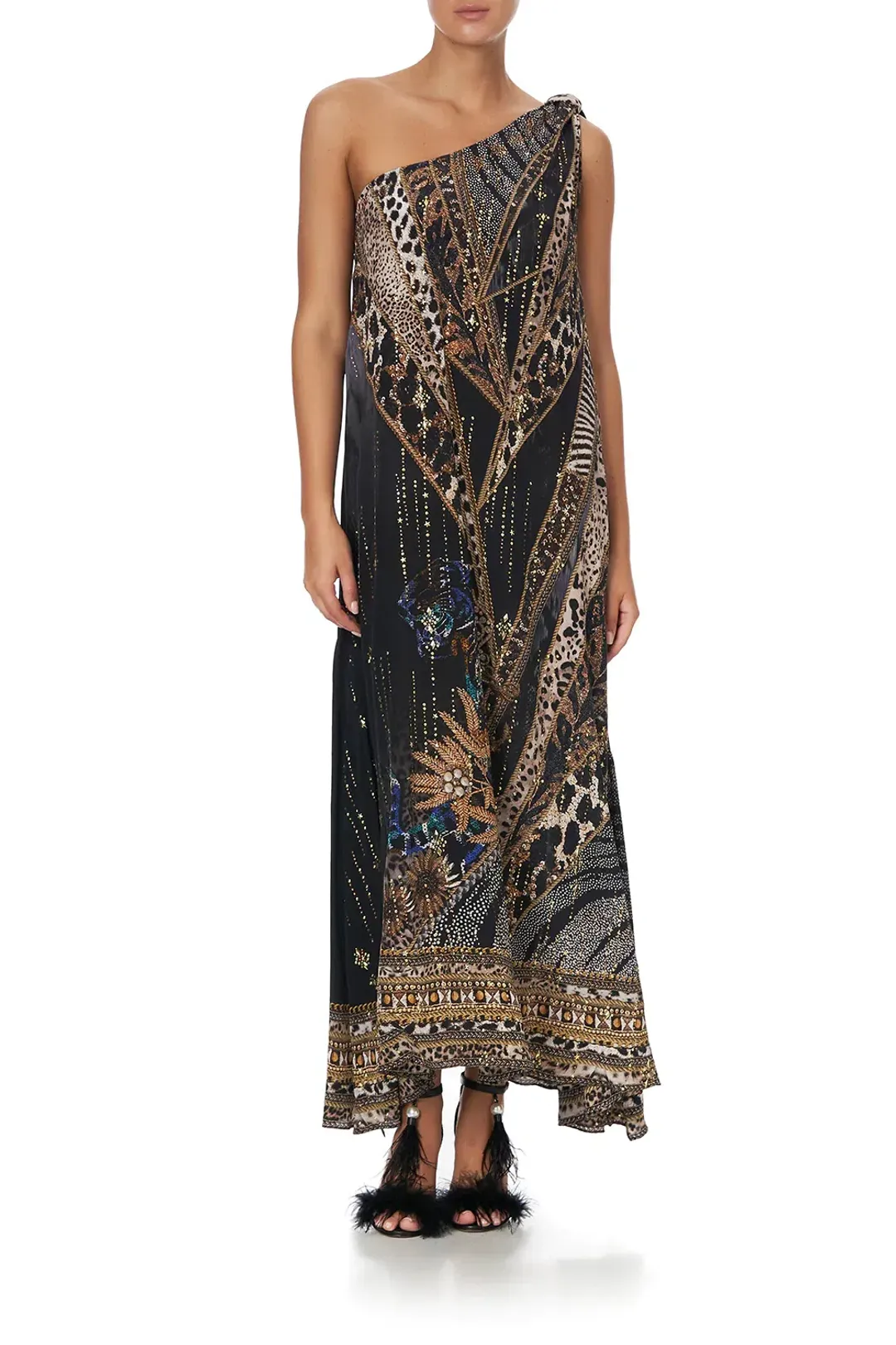 Camilla One Shoulder Long Dress Lady Stardust Print Size 8 for rent on The Volte - main image