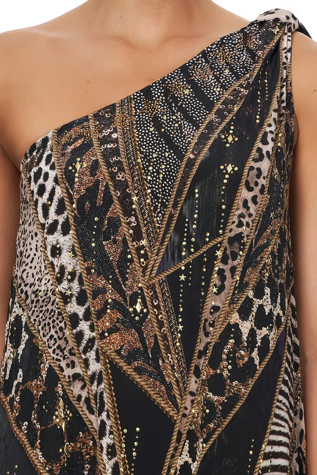 Camilla One Shoulder Long Dress Lady Stardust Print Size 8 for rent on The Volte - main image