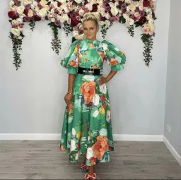 Leo Lin Florescence Midi Dress Green Floral Size AU 12 for rent on The Volte - image 1