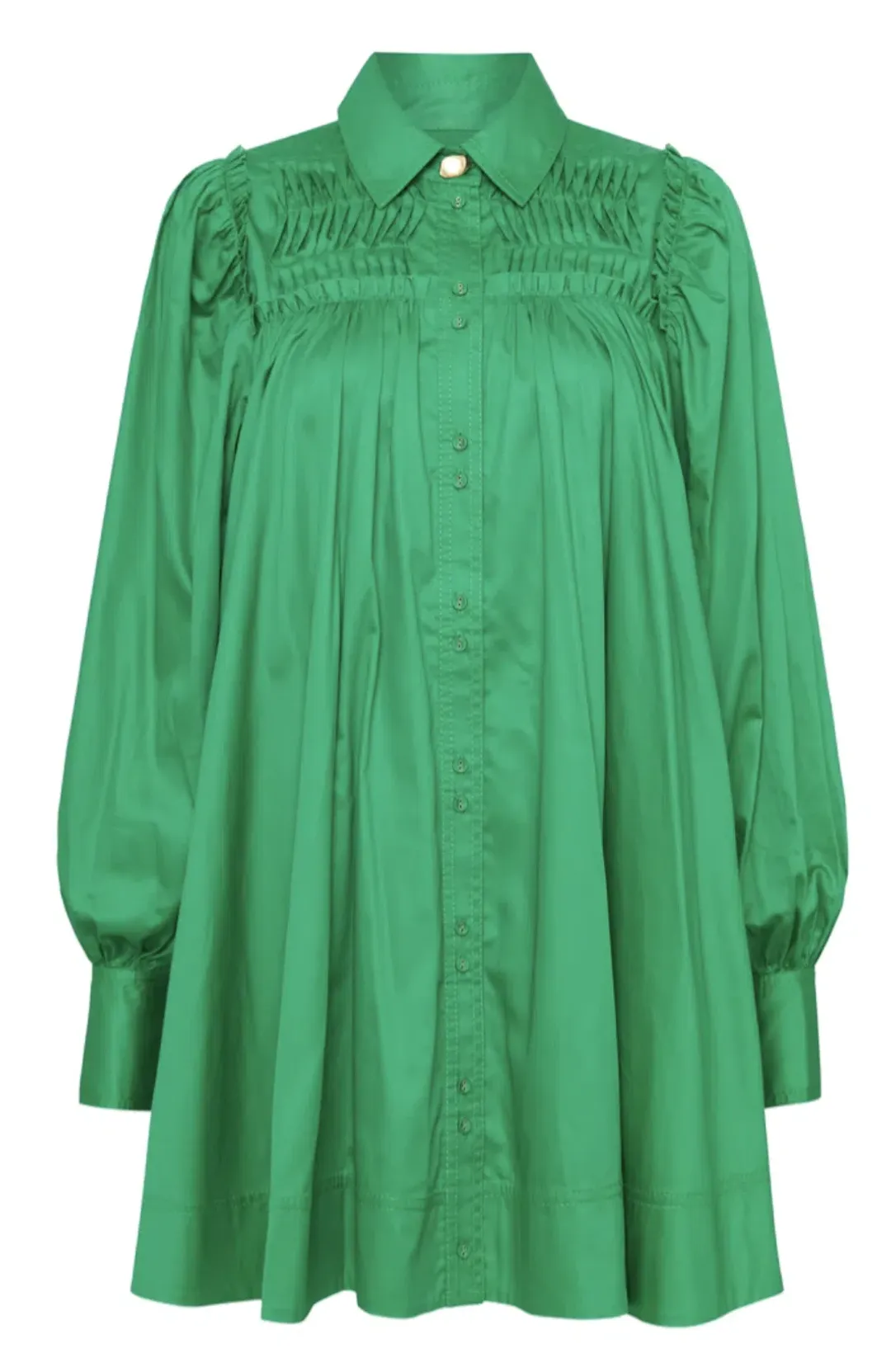 Aje Tidal Tucked Smock Mini Dress Green Size 6 for rent on The Volte - main image