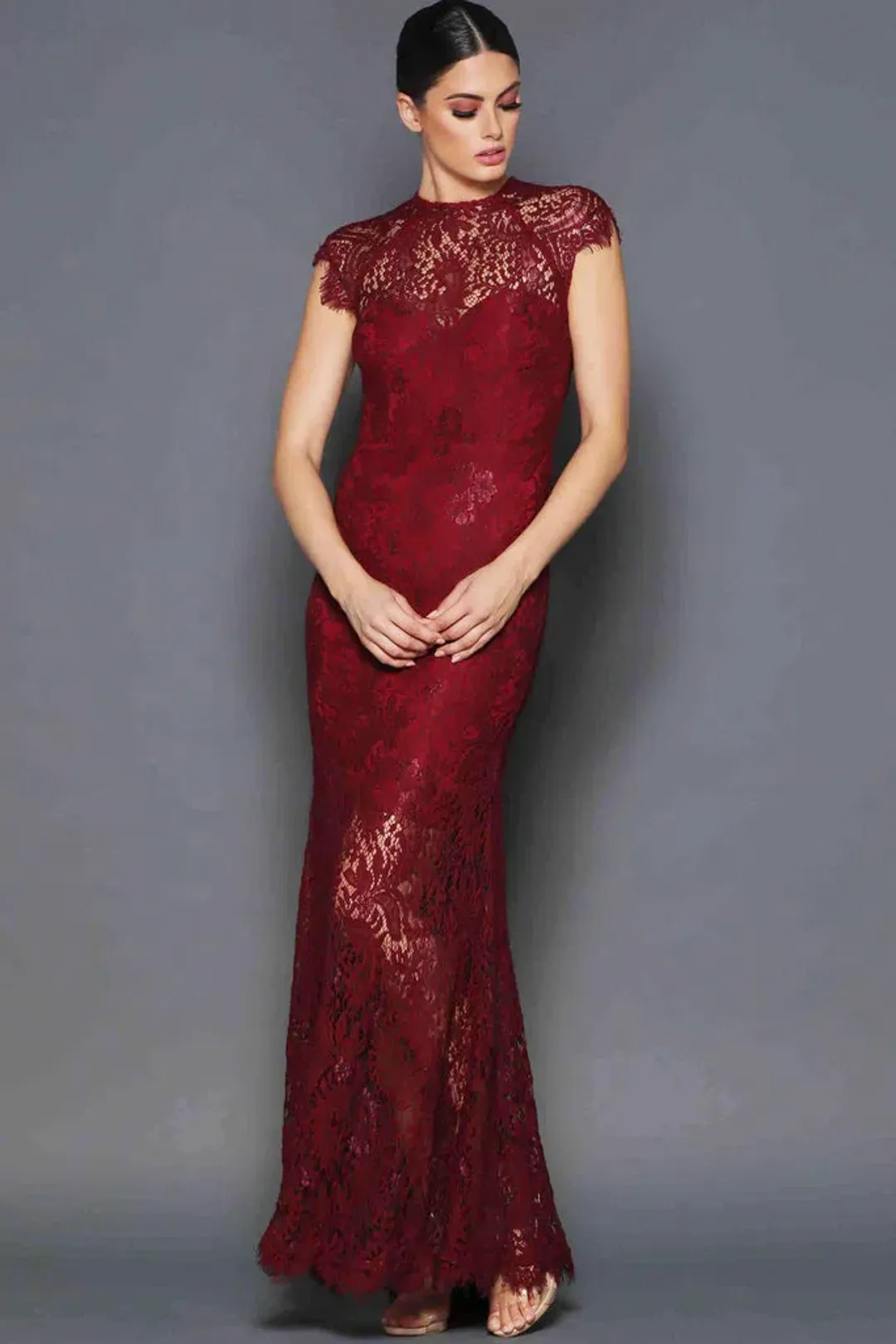 Elle Zeitoune Demi Gown Wine Size 14 for rent on The Volte - main image