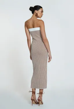 By Johnny Isabella Check Knit Strapless Dress Print Size M / 10 for rent on The Volte - image 2