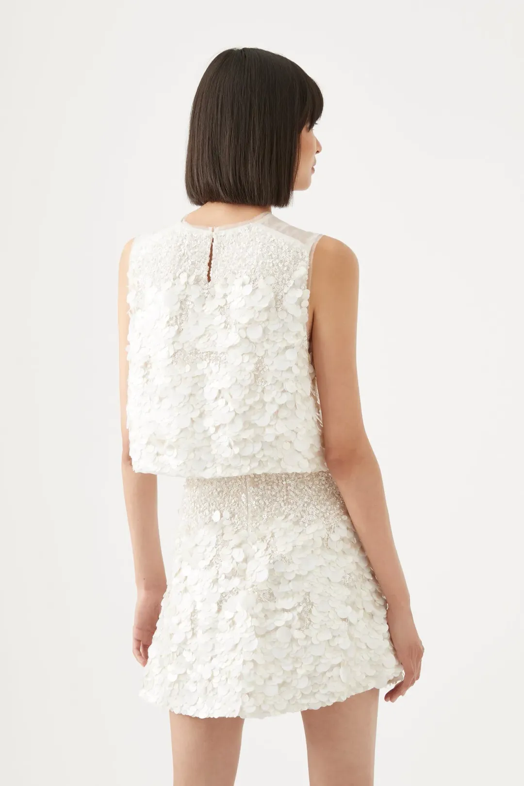 Aje Cherie Sequin Mini Skirt Ivory Size 8 / S for rent on The Volte - main image