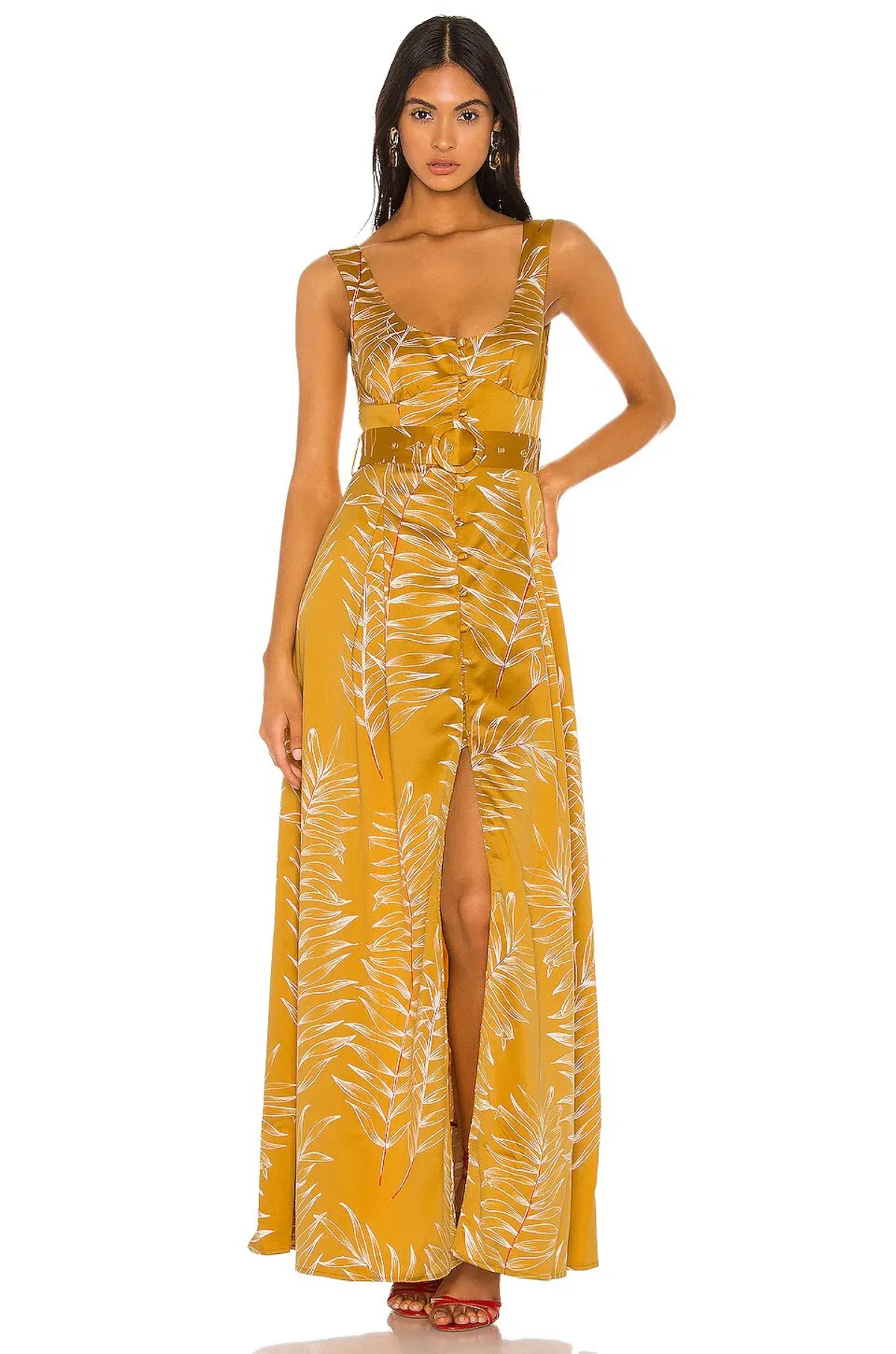 Camila Coelho Belmira Maxi Dress Gold Tropical Size XS/AU 6-8 for rent on The Volte - main image