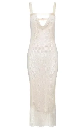 Meshki Mehry Diamante Mesh Cowl Dress Cream Size M-L / Au 10-12  for rent on The Volte - image 7