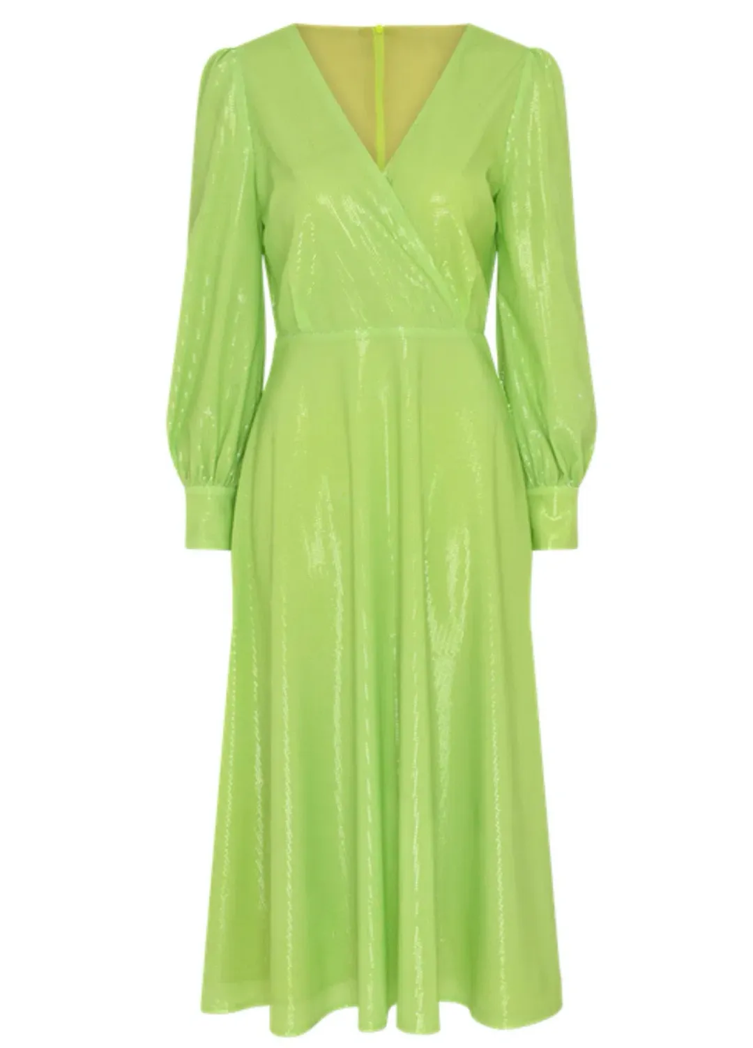 Olivia Rubin Danni Sequin Midi Dress Lime Green Size 10 for rent on The Volte - main image