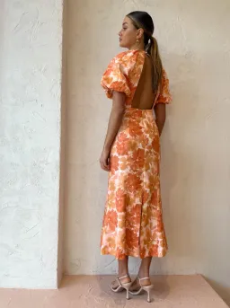 Significant Other - Elena Short Sleeve Midi Dress Scarlet Poppy -  Size 6 for rent on The Volte - image 5