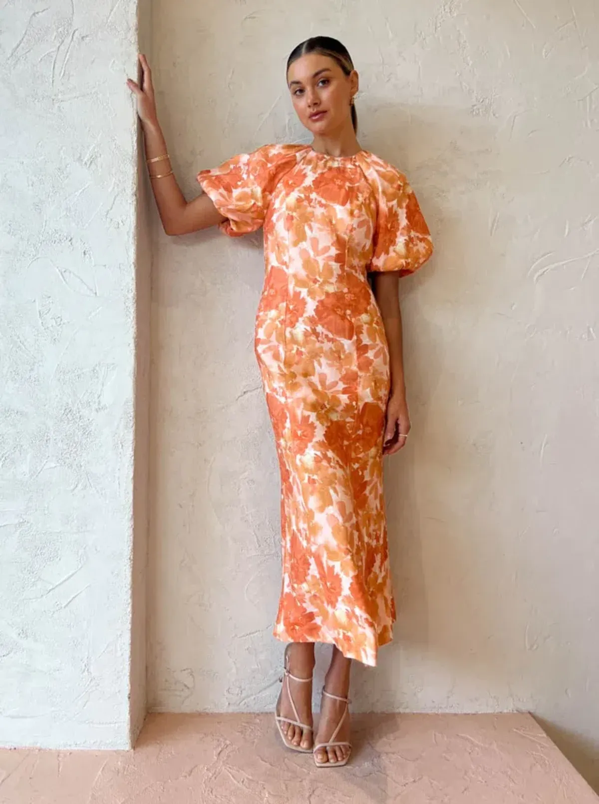 Significant Other - Elena Short Sleeve Midi Dress Scarlet Poppy -  Size 6 for rent on The Volte - main image