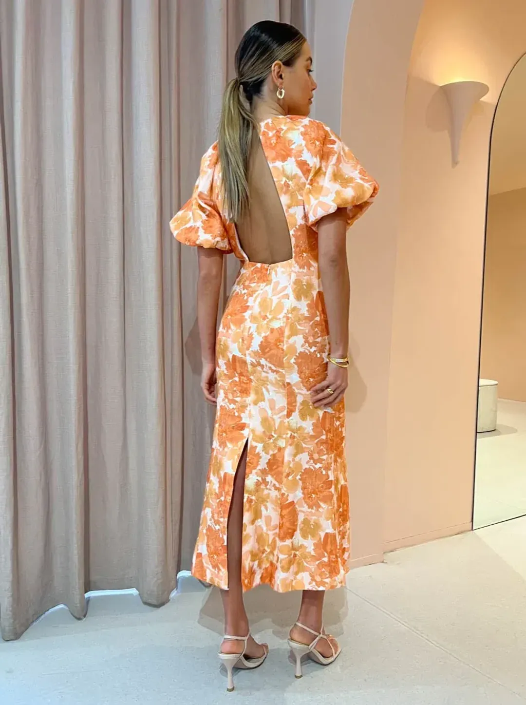 Significant Other - Elena Short Sleeve Midi Dress Scarlet Poppy -  Size 6 for rent on The Volte - main image