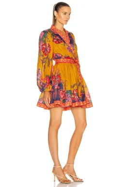 Zimmermann Lovestruck Wrap Mini Dress Gold Paisley Floral Size 3/Au 14 for rent on The Volte - image 2