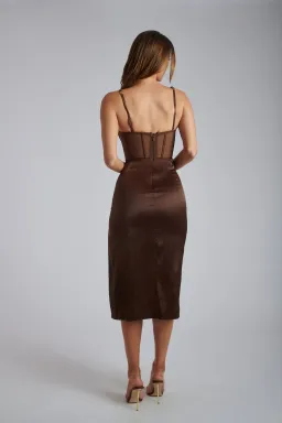 Meshki Talisa Dress Chocolate Size XS/Au 6  for rent on The Volte - image 2