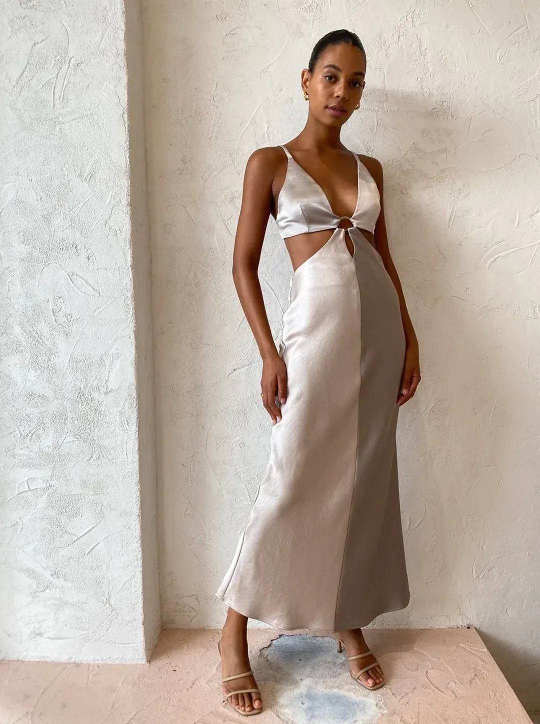 Bec & Bridge Felix V Maxi Dress Stone Size 8 for rent on The Volte - main image