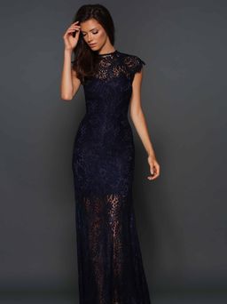 Elle Zeiotune Navy Demi Lace Dress size 14 for rent on The Volte - image 1