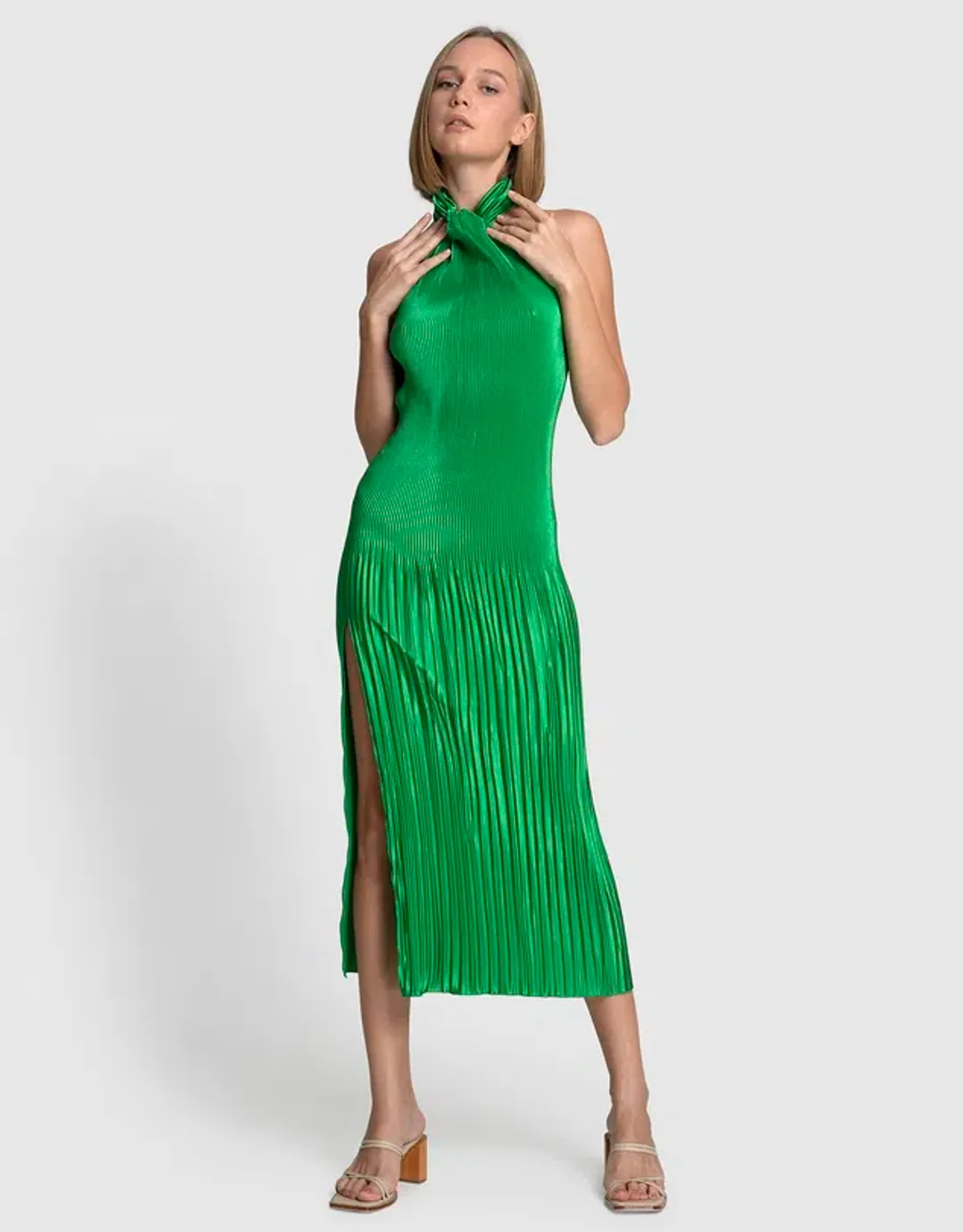 Lidee Woman Soiree Halter Gown Bright Green Size 10 for rent on The Volte - main image