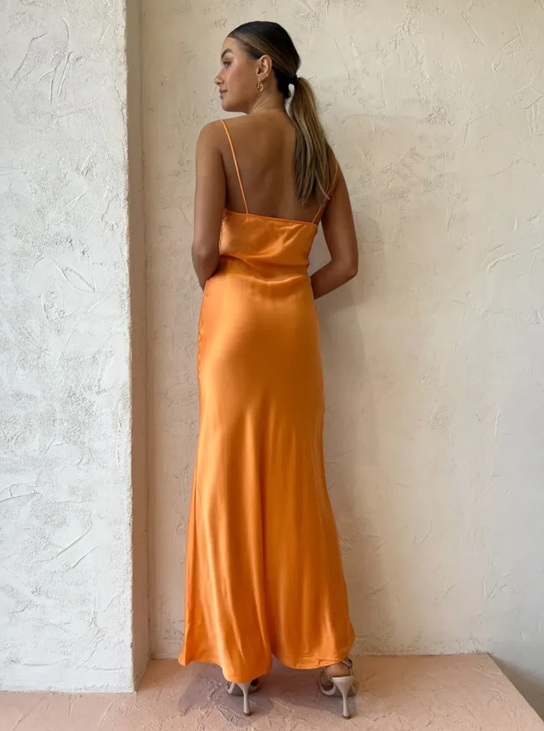 Bec & Bridge Amber V Maxi Dress in Nectarine Orange Size 6 for rent on The Volte - main image