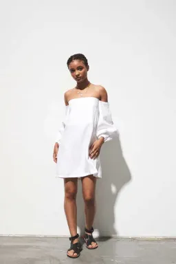 Maurie and Eve Acme Off Shoulder Dress White Size 10 for rent on The Volte - image 1