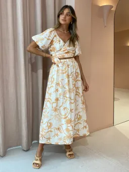 Steele Jules Skirt and Murphy Top in Sand Palmette Print Size M/AU 10 for rent on The Volte - image 2