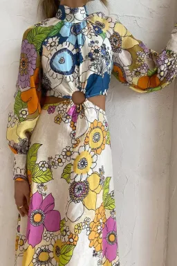 Alemais Farrah Cut Out Midi Dress Multi Size 10  for rent on The Volte - image 6