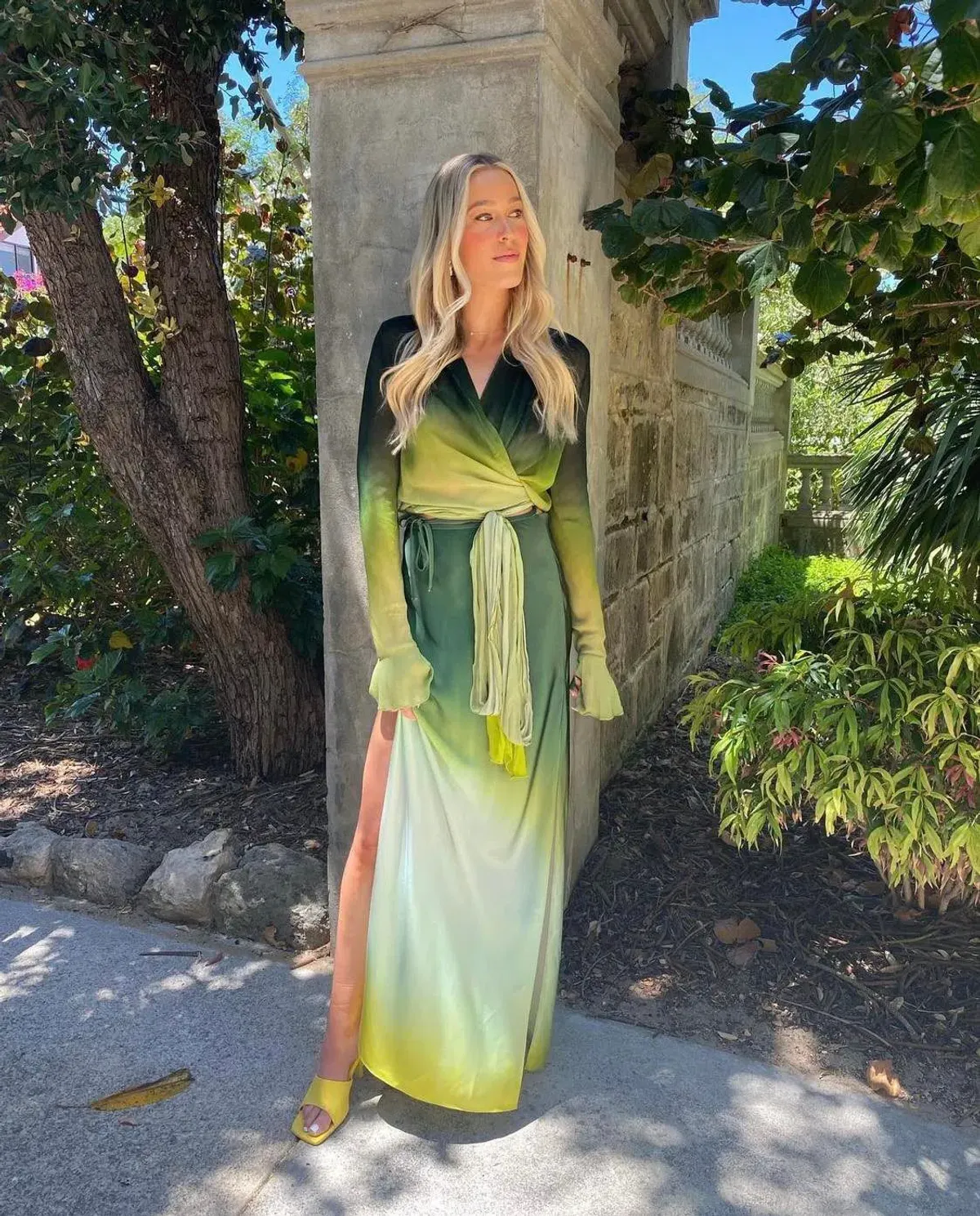 Rat & Boa Cypress Shirt and Skirt Set Dip-dyed Green Size XS/S for rent on The Volte - main image